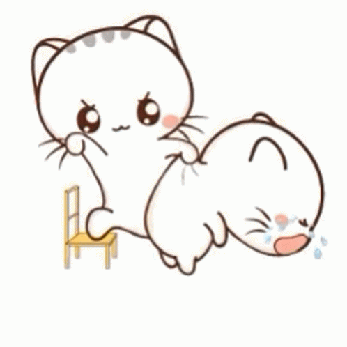 Cat Sitting On Chair Next To Crying Cat GIF