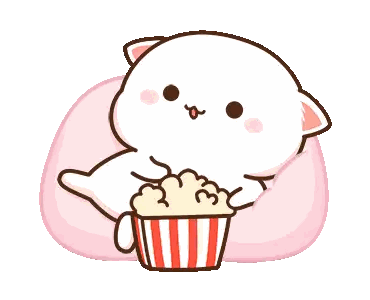 Cat Sitting on Pink Pillow Eating Popcorn