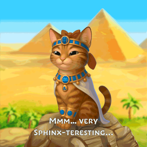 Cat Sitting on Rock Saying Mmmm Very Sphinx-teresting