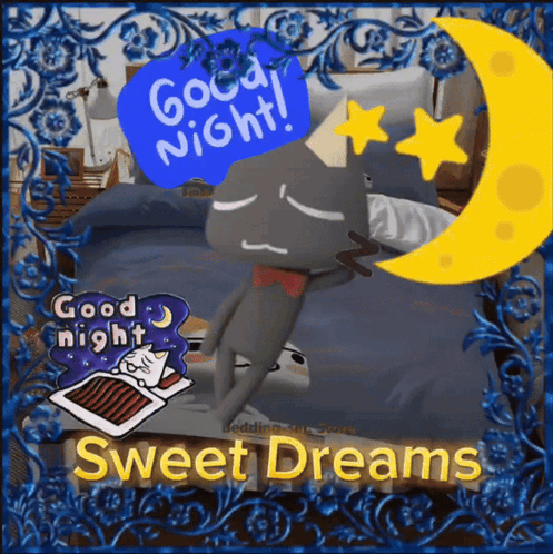 Cat Sleeping On Bed Good Night GIF