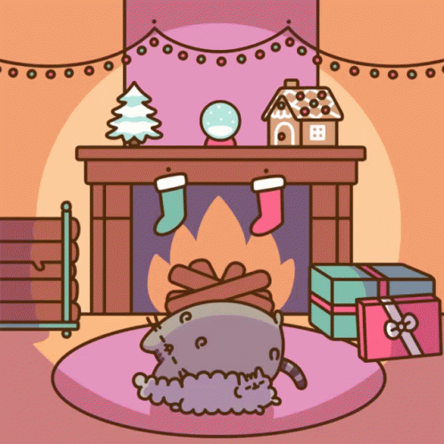 Cat Sleeping On Pusheen Thanksgiving GIF