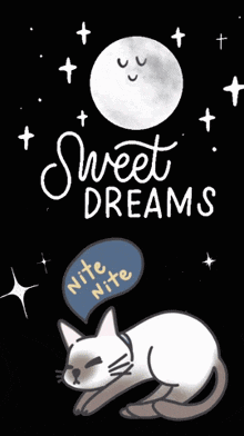 Cat Sleeping Under Moon Sweet Dreams GIF