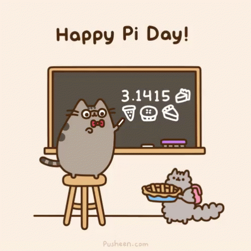 Cat Standing At Blackboard Saying Happy Pi Day GIF