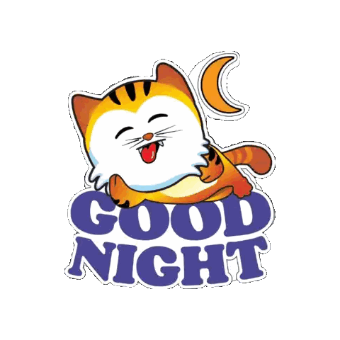 Cat Sticker Saying Good Night