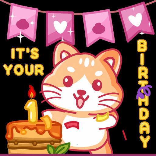 Cat Sticker Saying It's Your Birthday GIF