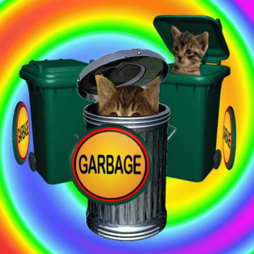 Cat Sticking Head Out of Garbage Bin