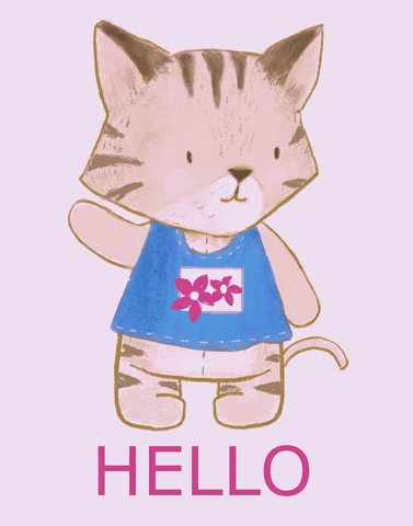 Cat Waving Hello Blue Sleeveless GIF