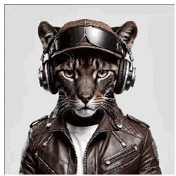 Cat Wearing Headphones Hat Leather Jacket