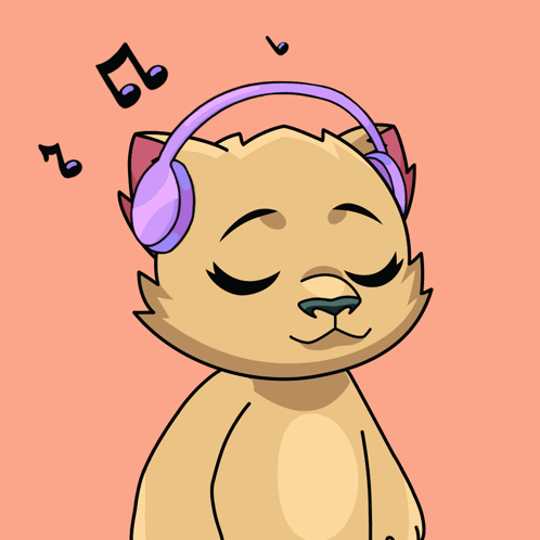 Cat Wearing Headphones Listening to Music