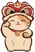 Cat Wearing Lion Dance Hat