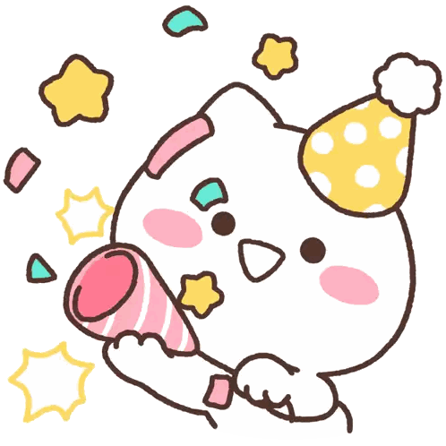 Cat Wearing Party Hat Holding Confetti Cannon
