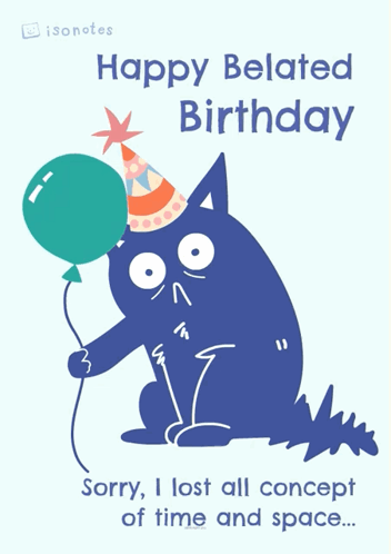 Cat Wearing Party Hat Holding Green Balloon