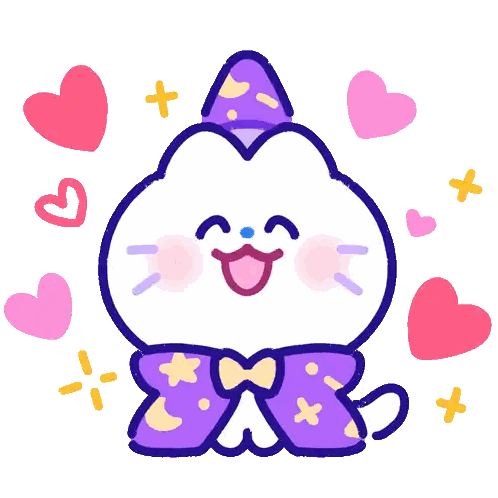 Cat Wearing Purple Hat With Hearts