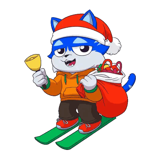 Cat Wearing Santa Hat Carrying Presents