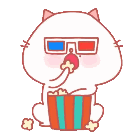 Cat With 3D Glasses Eating Popcorn