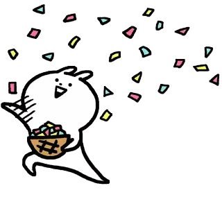 Cat With Basket of Candy and Confetti