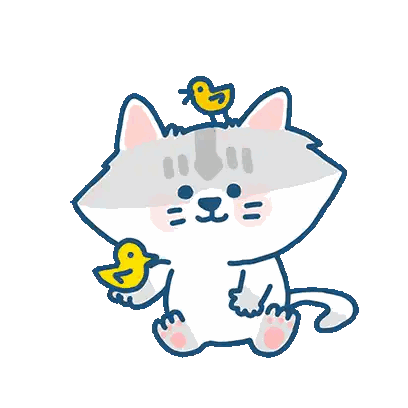 Cat With Bird and Hearts