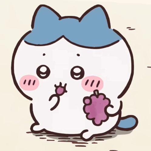 Cat With Blue Bow Holding Grape GIF