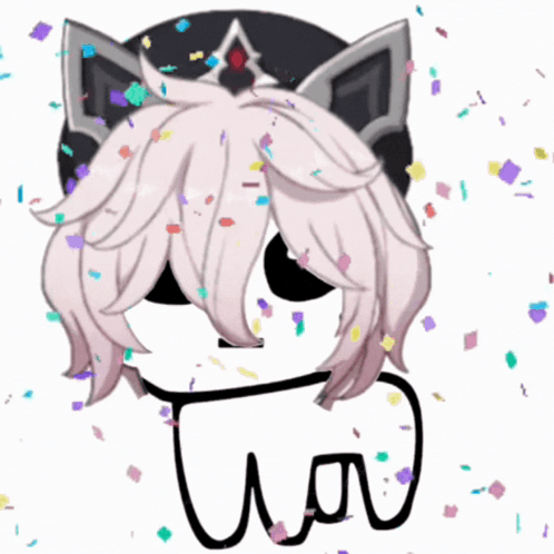 Cat With Crown And Falling Confetti GIF