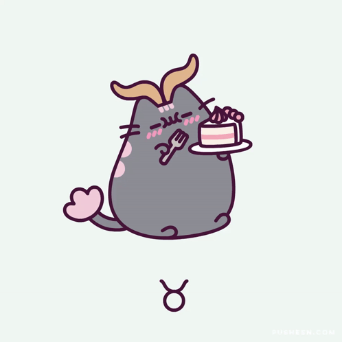 Cat With Fork And Cake GIF