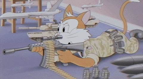 Cat With Gun Shooting Rat GIF