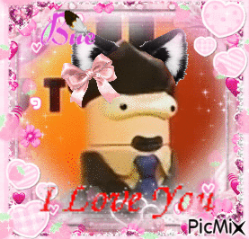 Cat With Pink Bow Saying I Love You GIF