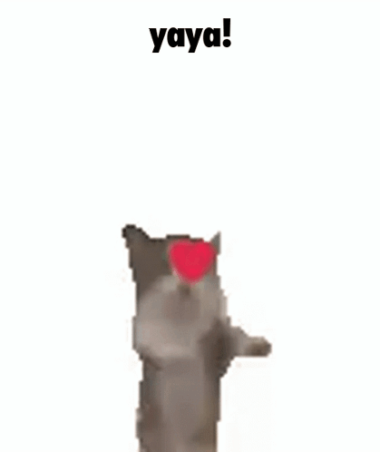 Cat with Red Heart Standing
