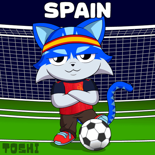 Cat With Soccer Ball Saying Spain