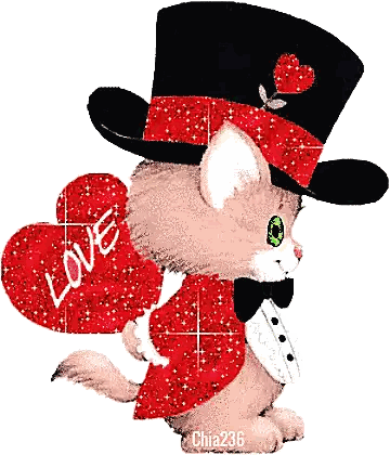 Cat With Top Hat and Love Heart