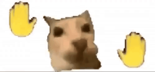 Cat With Two Yellow Hands Behind It GIF