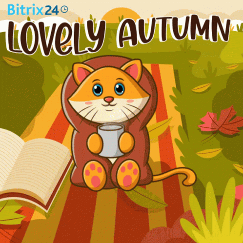 Cat Wrapped In Blanket Holding Coffee Lovely Autumn GIF