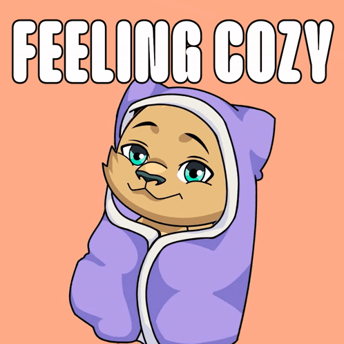 Cat Wrapped in Purple Blanket Feeling Cozy