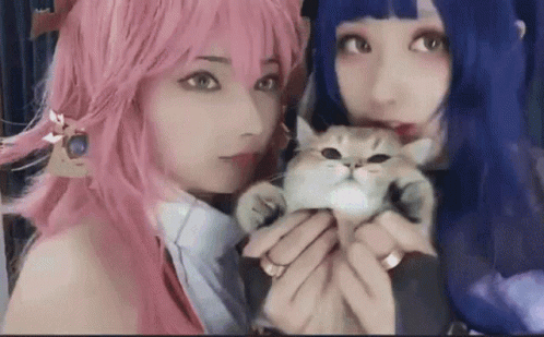 Catgirl Kissing Cat GIF