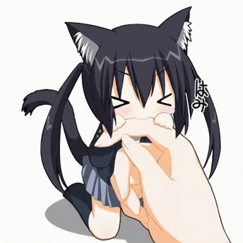 Catgirl Neko Biting Finger Anime GIF
