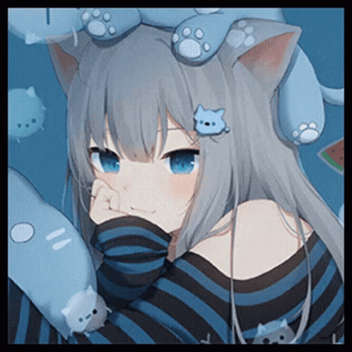 Catgirl Neko Girl Staring Anime GIF