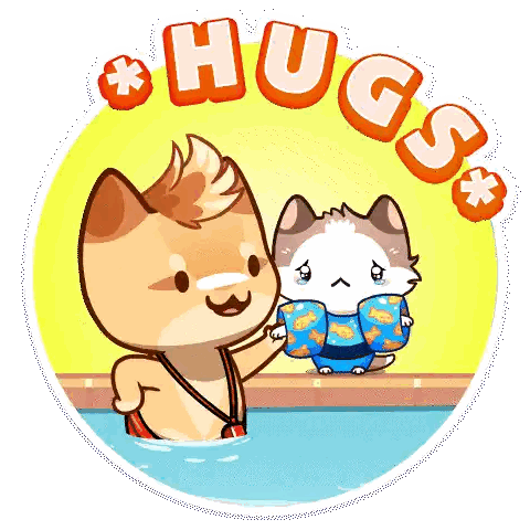 Cats Hugging in Pool