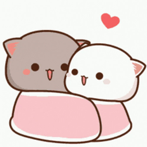 Cats Hugging With Flying Heart
