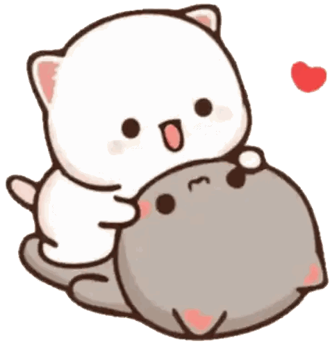 Cats Hugging With Heart Background