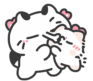 Cats Hugging With Pink Hearts