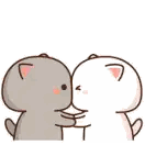 Cats Kissing with Flying Hearts