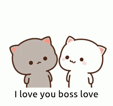 Cats Kissing With I Love You Boss Love