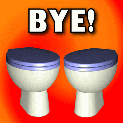 Cats On Toilet Bowl Bye Bye Meme GIF