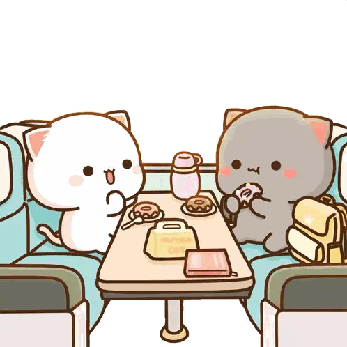 Cats Sitting at Table With Bubble Cat Bag