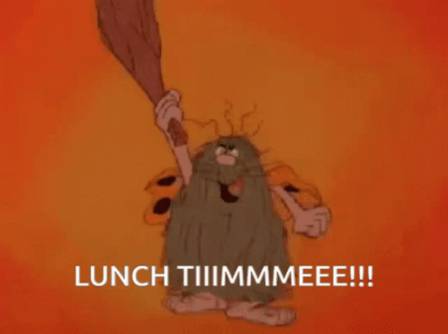 Captain Caveman Stomping And Excited For Lunchtime GIF