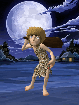 Caveman Smashing During Broad Moonlight GIF