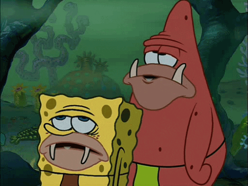 Caveman Spongebob And Patrick Drooling GIF