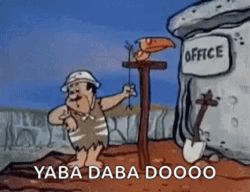 Caveman With Office Sign GIF