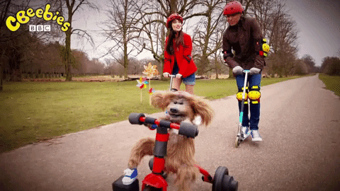 Cbeebies Puppet Driving Scooter GIF