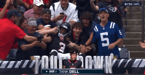 CBS NFL Broadcast WR 3 Tank Dell Surrounded by Fans