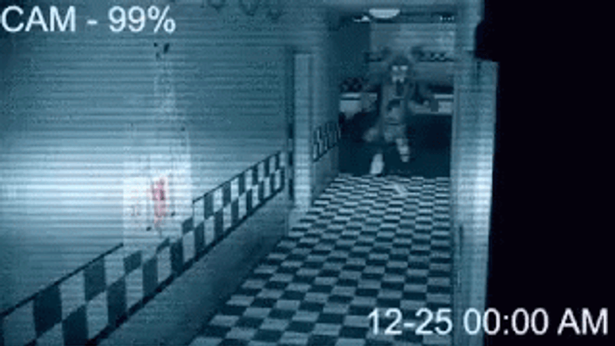 CCTV Footage Of Foxy The Pirate Running FNAF GIF